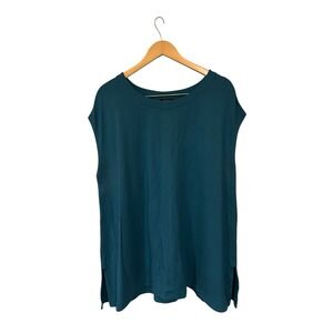 Flowing Figure Flattering J. jill wearever‎ sleeveless teal blouse Tunic Sz XL